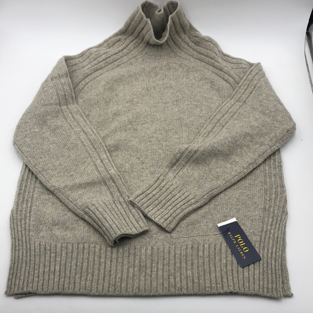 Polo Ralph Lauren Ribbed Wool Cashmere Side Vent Tunic Sweater